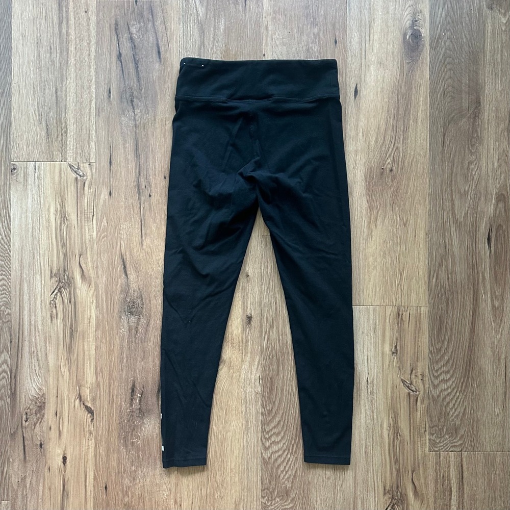 DKNY Sport Womens Black Silver Metallic Logo Cotton Stretch Leggings Size M - Picture 6 of 7